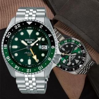 【SEIKO 精工】5 Sports GMT雙時區機械腕錶/經典綠42.5mm(SSK035K1/4R34-00A0G)