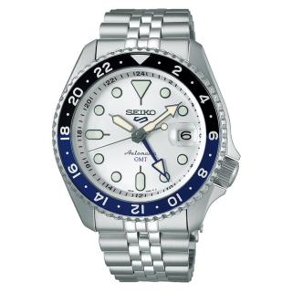 【SEIKO 精工】5 Sports GMT雙時區機械腕錶/冰川白42.5mm(SSK033K1/4R34-00A0S)