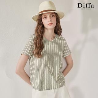 【Diffa】簡約綠白條上衣-女