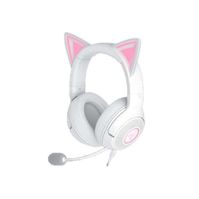 【Razer 雷蛇】北海巨妖 Kitty V2 有線RGB遊戲耳麥-白色