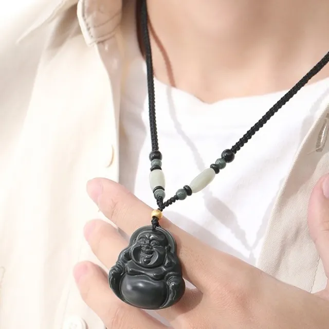 【MoonDy】飾品 項鍊 項鍊男 和田玉 彌勒佛 佛像 佛牌項鍊 吊飾 吊墜 足金999 首飾 彌勒佛玉墜
