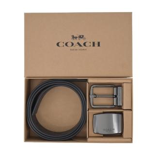 【COACH】寬版基本款緹花PVC雙頭禮盒組(黑灰)