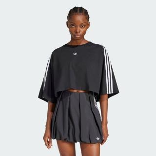 【adidas 愛迪達】短袖上衣 女 寬鬆 三葉草 亞規 BOXY TEE 黑 JY8884