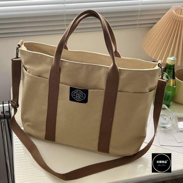 【米蘭精品】現貨+預購 手提包帆布肩背包(日系托特帆布休閒女包包6色74jn43)