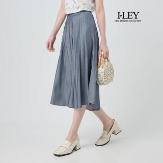 【ILEY 伊蕾】光澤感縲縈七分牛仔寬褲(藍；M-XL；1252028616)