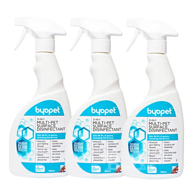 【Byopet】寵物抗菌 3合1除臭清潔噴劑 500ML*3入(8008)