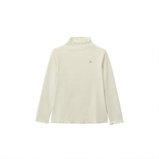 【GIORDANO 佐丹奴】童裝絨面木耳邊長袖上衣(98 蛋蜜乳白)
