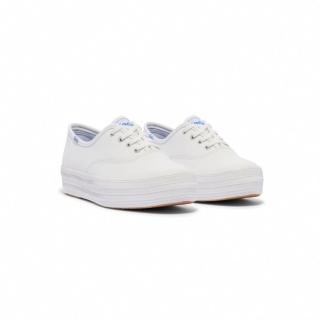 【Keds】THE PLATFORM 經典延伸厚底皮革休閒小白鞋-白(9231W133497)