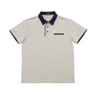 【金安德森】男裝短袖上衣-素領POLO衫 肩線剪接品牌經典格紋 暗袋設計(灰色)