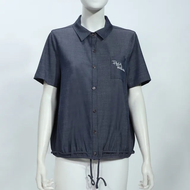 【ILEY 伊蕾】寬鬆縲縈襯衫式牛仔外套(藍；M-XL；1252368416)