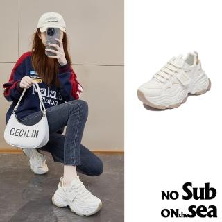 【NO SUB】厚底老爹鞋 撞色老爹鞋/時尚幾何撞色復古厚底老爹鞋 運動鞋(金)