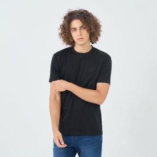 【GIORDANO 佐丹奴】男裝圓領小刺繡短袖上衣 Liquid Touch系列(09 標誌黑)