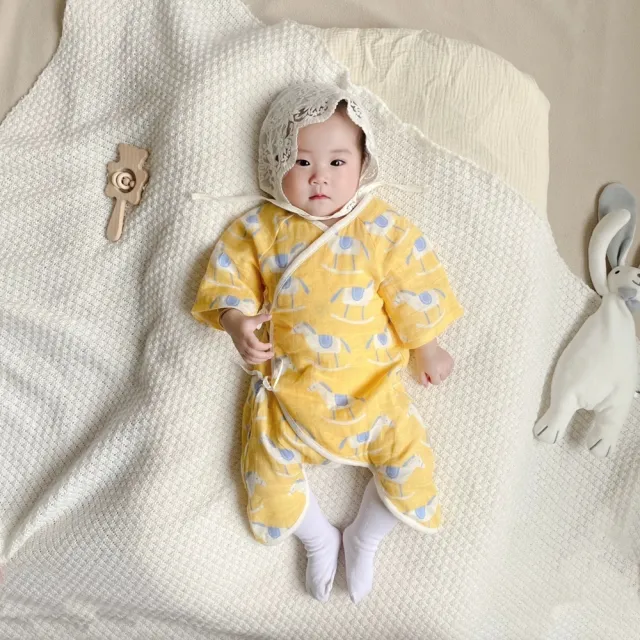 【Baby 童衣】新生兒紗布衣 男寶寶女寶寶純棉紗布蝴蝶衣 初生兒紗布嬰兒哈衣(共６色)
