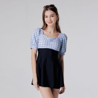 【haolang 浩浪】Haolang 千鳥格裙兩件式泳衣/大尺碼(15603)