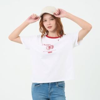 【GIORDANO 佐丹奴】女裝SORONA短袖上衣 Cherry Much系列(01 標誌白)
