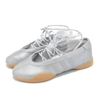 【adidas 愛迪達】休閒鞋 Taekwondo Mei W 女鞋 銀 芭蕾風 復古 薄底 綁帶 愛迪達(JR7032)