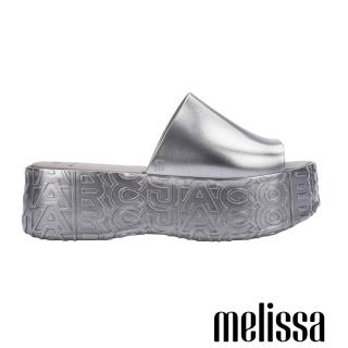 【Melissa】寬頻厚底壓紋拖鞋(銀色)