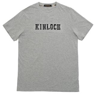 【金安德森】男裝短袖上衣-圓領素T 品牌LOGO字母刺繡(灰色)