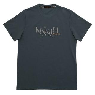 【金安德森】男裝短袖上衣-圓領素T 品牌LOGO字母刺繡(深灰藍色)
