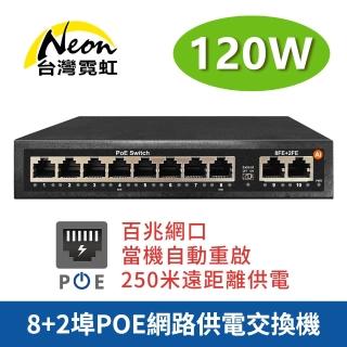 【臺灣霓虹】8+2埠120W大功率POE網路供電交換機