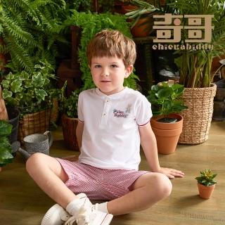 【奇哥】比得兔 男童裝 夏日比得亨利領T恤/上衣-吸濕排汗+抗UV(2-4歲 防曬)