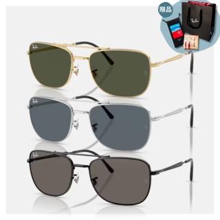 【RayBan 雷朋】雙槓金屬太陽眼鏡(RB3755-001/31、002/B1、003/R5 62mm)
