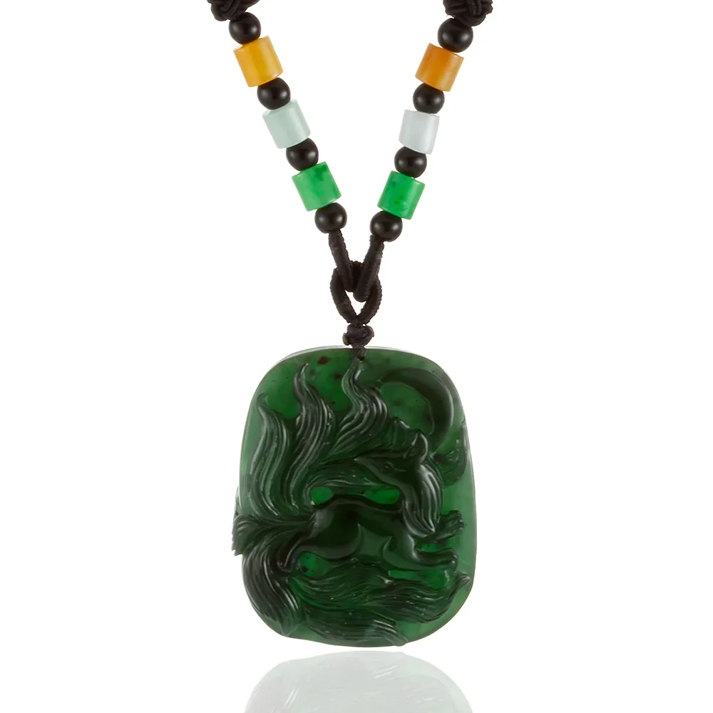 【Woogie武吉珠寶】特級酒瓶綠岫玉雕刻項鍊(九尾兩款可選)