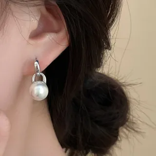 【LEESA】大珍珠耳環\珍珠\耳釘女\高級\獨特\流蘇\瑪瑙石\耳環\時尚\珍珠耳環\生