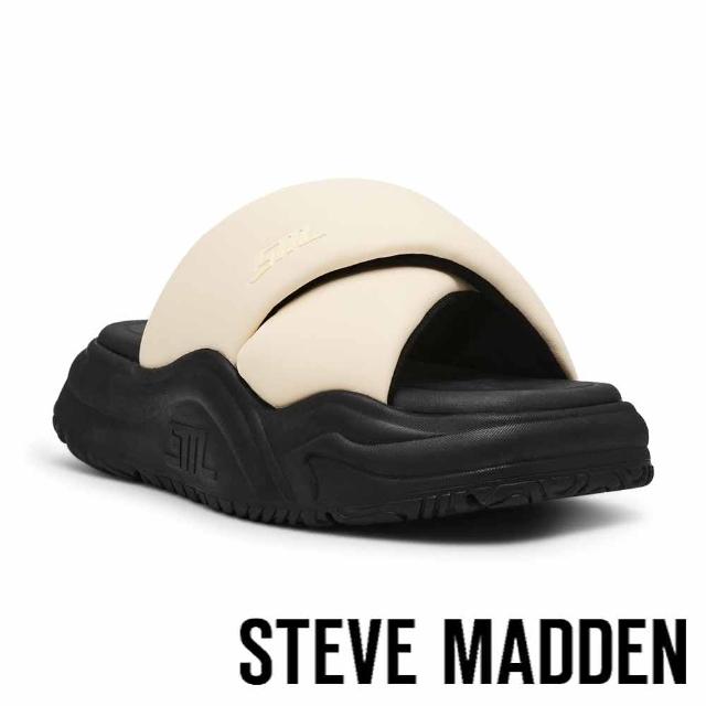 【steve madden】交叉寬帶厚底拖鞋 SPINNER(米色)