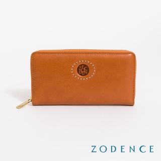 【ZODENCE 佐登司】HAN義大利植鞣革時尚拉鍊長夾(經典駝/618)