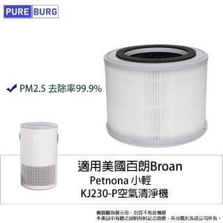 【PUREBURG】適用美國百朗Broan KJ230-P Petnona 小輕空氣清淨機替換用除臭除甲醛活性碳HEPA濾網濾芯