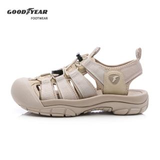 【GOODYEAR 固特異】希洛-束扣運動護趾涼鞋/女鞋 防踢撞 奶茶色(GAWS52624)