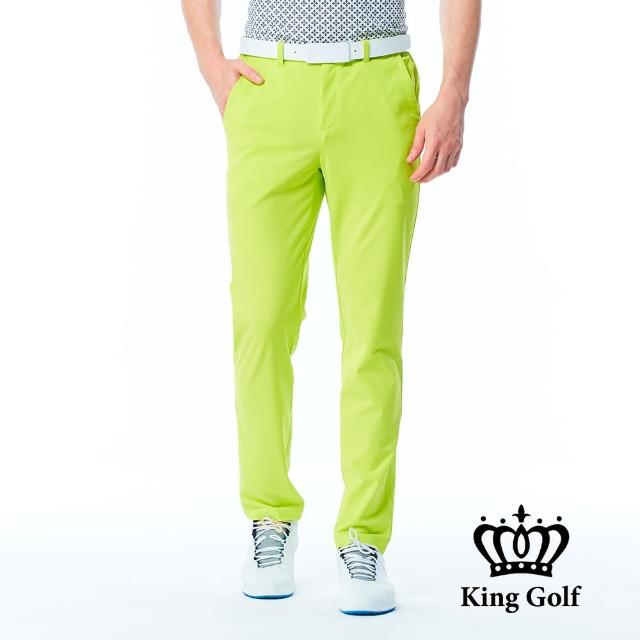 【KING GOLF】網路限定款-男款素面百搭彈力修身休閒長褲/高爾夫球長褲(綠色)