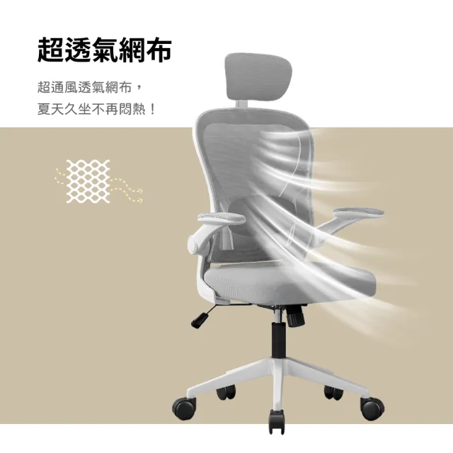 【林製作所】人體工學透氣辦公椅-可後仰-有頭枕(雙色可選 電腦椅 電競椅 升降椅 學習椅 旋轉椅 網椅)
