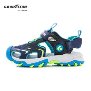 【GOODYEAR 固特異】迷彩一夏-磁扣護趾運動涼鞋/童鞋19-23cm 藍色(GAKS58916)