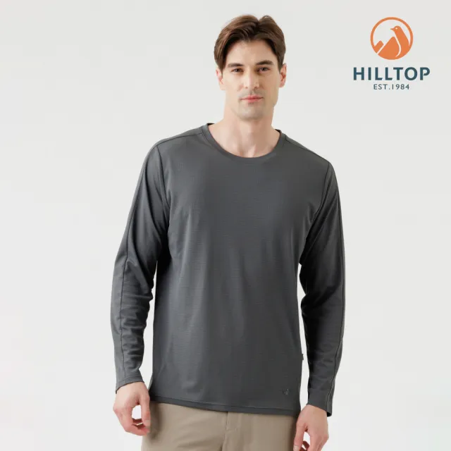 【Hilltop 山頂鳥】POLARTEC抗菌吸濕快乾輕量長袖針織上衣 男款 深灰藍|PS15XM38ECK0