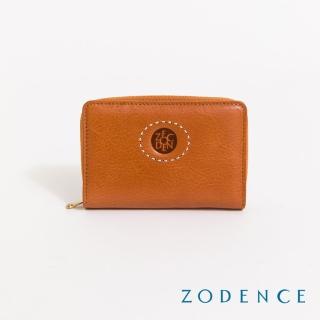 【ZODENCE 佐登司】HAN義大利植鞣革時尚拉鍊中夾(經典駝)
