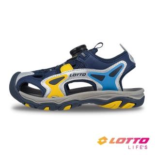 【LOTTO】童鞋 轉扣戶外護趾涼鞋(深藍/銀-LT5AKS9456)