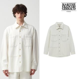 【MARITHE FRANCOIS GIRBAUD】官方旗艦 OVERSIZED拼接牛仔襯衫外套 MFG(原色米白)