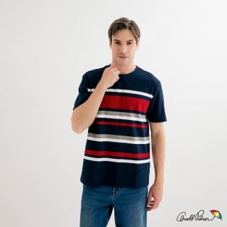 【Arnold Palmer 雨傘】男裝-立體緹織條紋 T-Shirt(藏青色)