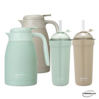 【THERMOcafe凱菲】超值2入 不鏽鋼真空吸管保溫杯珍奶杯900ml+真空保溫壺1500ml(TCBT-900+TCTP-1500)