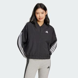 【adidas 愛迪達】外套 女 運動立領外套 亞規 W 3S WV BOMBER 黑 JD5317