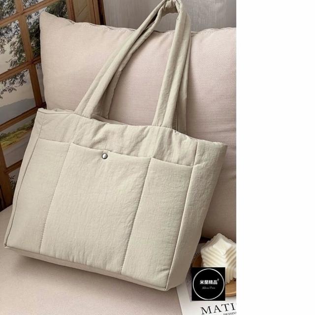 【米蘭精品】現貨+預購 手提包帆布肩背包(日韓尼龍羽絨慵懶女包包3色74jn35)