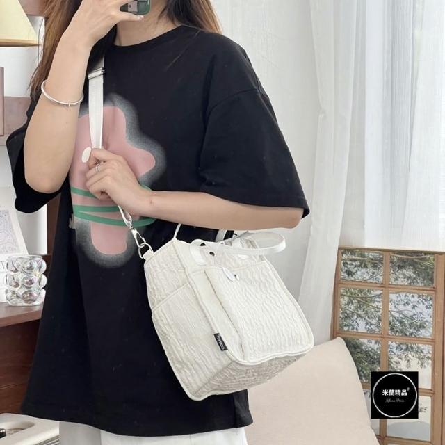 【米蘭精品】現貨+預購 手提包帆布肩背包(少女心泡泡褶皺女包包5色74jn52)