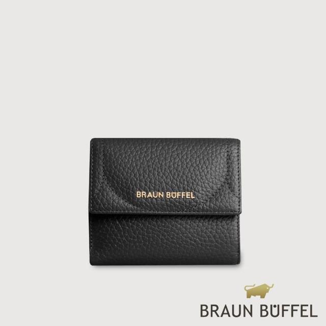 【BRAUN BUFFEL 德國小金牛】台灣總代理 諾蒂斯 8卡兩折短夾-黑色(BF863-404-BK)