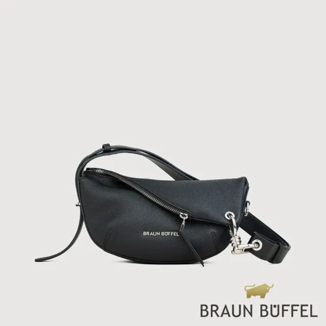 【BRAUN BUFFEL 德國小金牛】佩塔斯 小斜背包-黑色(BF864-51-BK) 女包送禮推薦