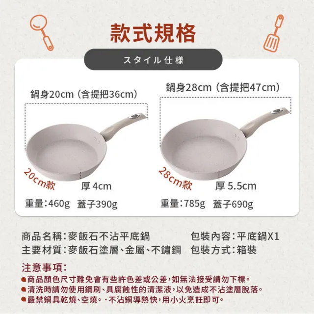 【拼創生活】20cm麥飯石不沾平底鍋(不沾平底鍋 鍋子 炒鍋 煎鍋 不沾鍋 平底鍋 不沾鍋平底鍋 平底鍋不沾鍋)
