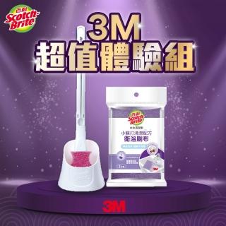 【3M】百利浴室幫手超值體驗組(小蘇打衛浴刷布*3/替換馬桶刷含底座1組)