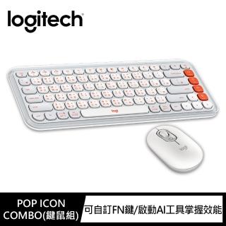 【Logitech 羅技】POP Icon Keys 無線藍芽鍵盤 + POP Mouse無線藍芽滑鼠(時尚白)