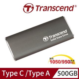 【Transcend 創見】ESD265C 500GB USB3.2/Type C 雙介面行動固態硬碟-玄鐵灰(TS500GESD265C)